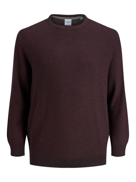 JACK & JONES PLUSS - JJEAARON KNIT CREW NECK PS - BORDEAUX