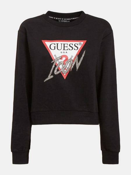 GUESS DONNA - ICON FLEECE - NERO