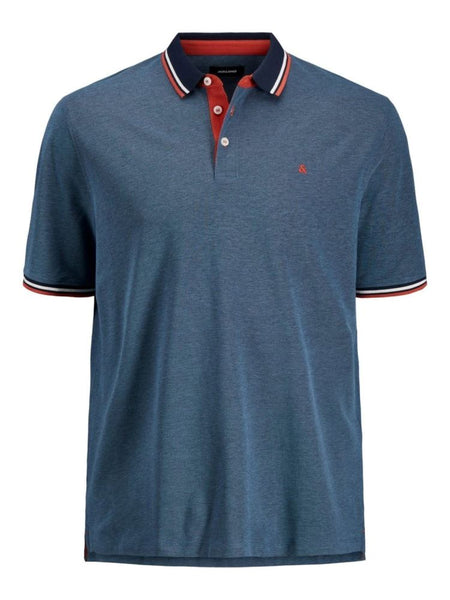 JACK & JONES PLUSS - POLO SHIRT MALE KNIT CO100 - DENIM BLU