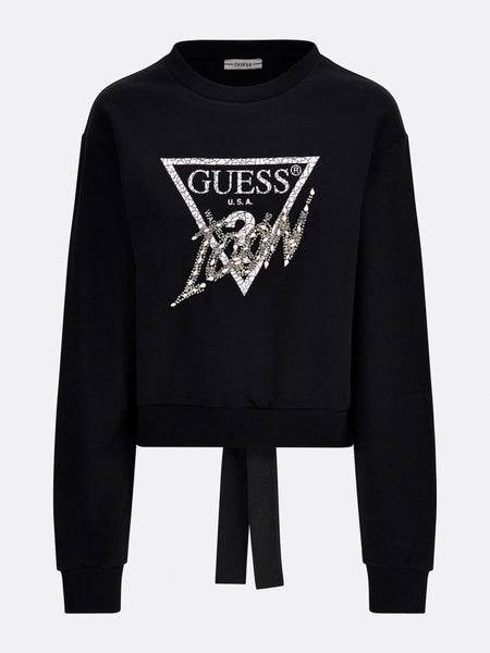 GUESS DONNA - CN ICON SWEATSHIRT - NERO