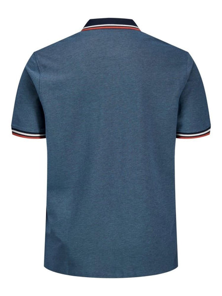 JACK & JONES PLUSS - POLO SHIRT MALE KNIT CO100 - DENIM BLU