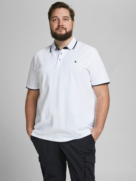 JACK & JONES PLUSS - POLO SHIRT MALE KNIT CO100 - BIANCO