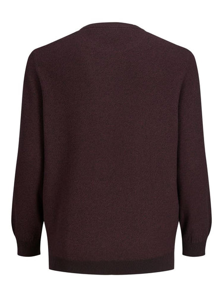 JACK & JONES PLUSS - JJEAARON KNIT CREW NECK PS - BORDEAUX