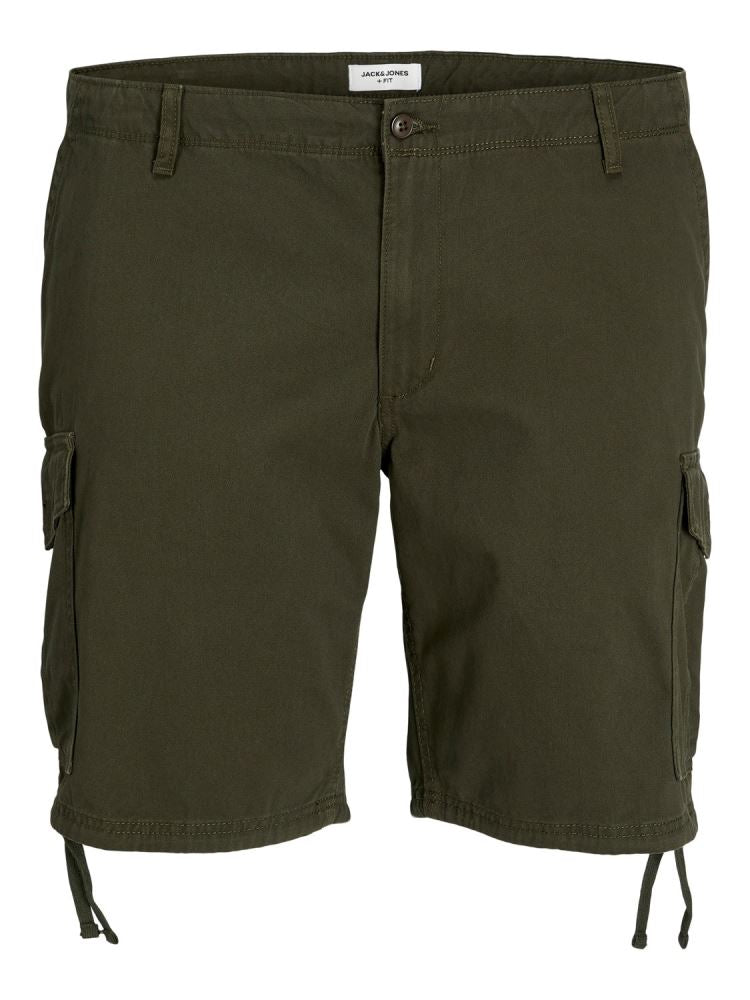 JACK & JONES PLUSS - BERMUDA CARGO - VERDE MILITARE