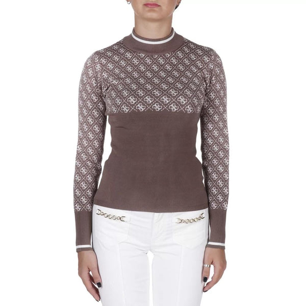 GUESS DONNA - LISE  4G LS SWEATER - MARRONE