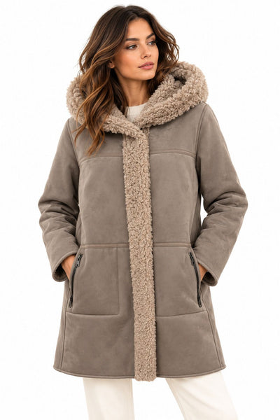 CITY LIFE FASHION DONNA - eco montone reversibile teddy - TORTORA