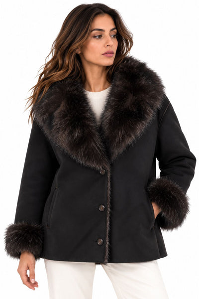City Life Fashion Donna - Ecopelliccia/montone - Nero