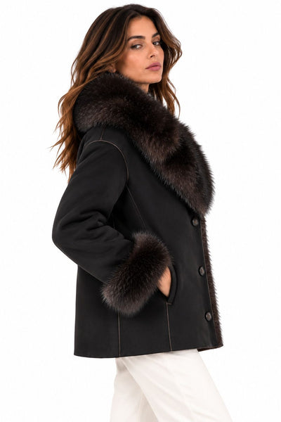 City Life Fashion Donna - Ecopelliccia/montone - Nero – foto 2