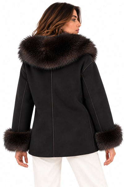 City Life Fashion Donna - Ecopelliccia/montone - Nero – foto 3