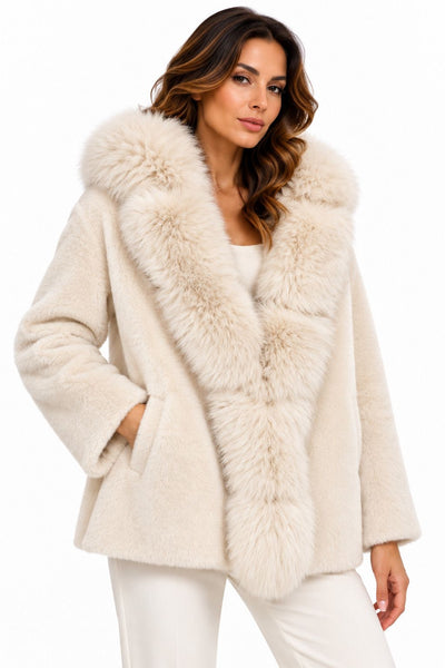 CITY LIFE FASHION DONNA - MANTELLA ECO PELLICCIA - LATTE