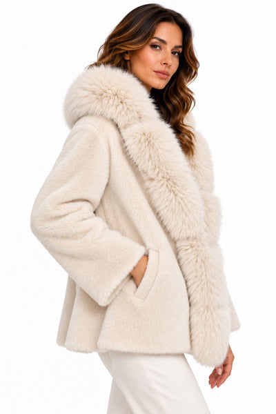CITY LIFE FASHION DONNA - MANTELLA ECO PELLICCIA - LATTE