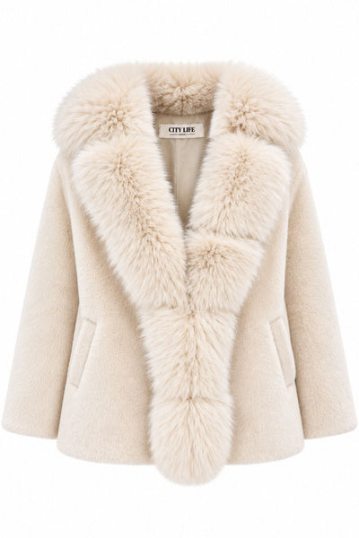 CITY LIFE FASHION DONNA - MANTELLA ECO PELLICCIA - LATTE