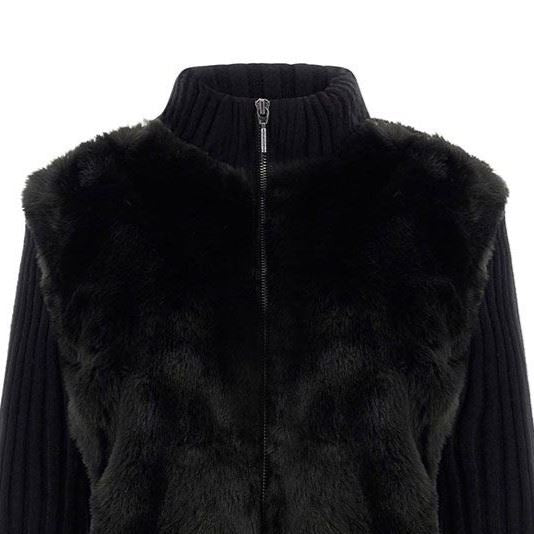 GUESS DONNA - LS FUR MIX ZIP FRNT MILA CARDI - UNICA