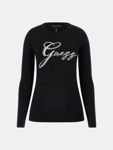 GUESS DONNA - OLIVE LOGO RN LS SWTR - UNICA